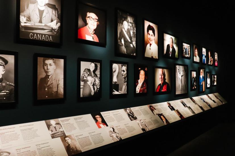 Diverse gallery of portraits showcasing famous Canadians, capturing their achievements/contributions to the nation's legacy.