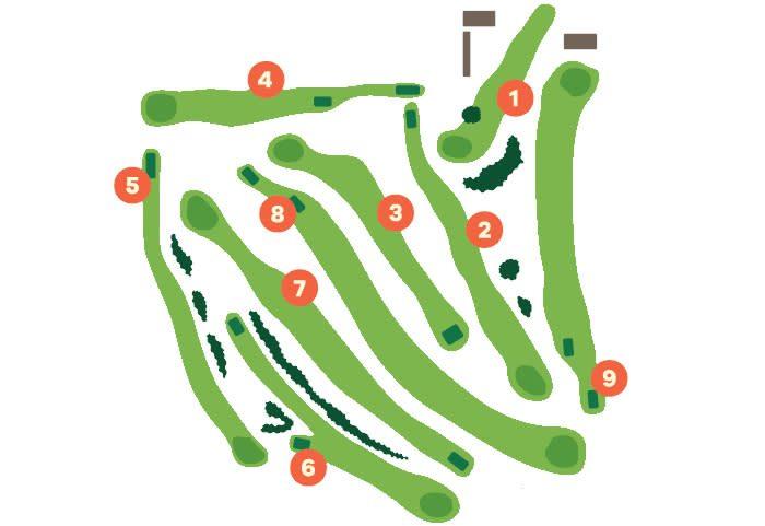 Hartney Golf Club green map, showing the course layout with detailed hole information and surrounding landscape.