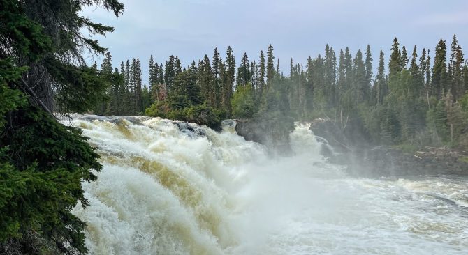 Kwasitchewan Falls: Nature revealed in the mesmerizing cascade of outdoor waterfalls, a breathtaking display of wilderness.