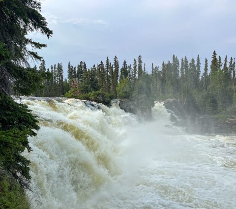 Chutes de Kwasitchewan : La nature se révèle dans l'hypnotique cascade de chutes d'eau en plein air, un spectacle époustouflant de la nature sauvage.