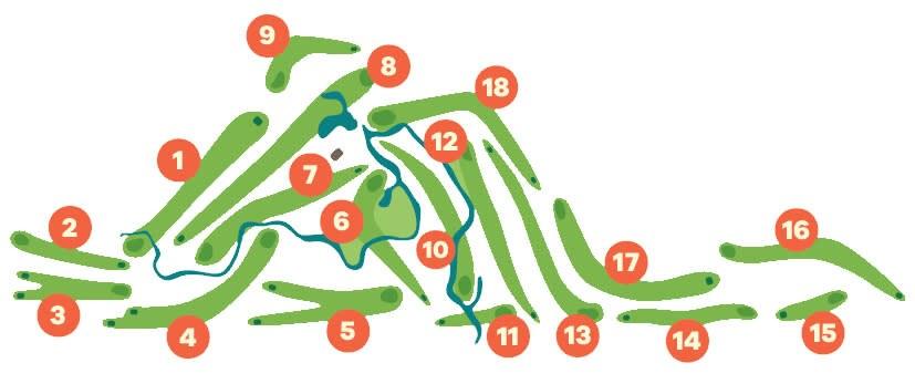 Pleasant Valley Golf Course green map, featuring the full layout and scenic surroundings of the course in Manitoba.