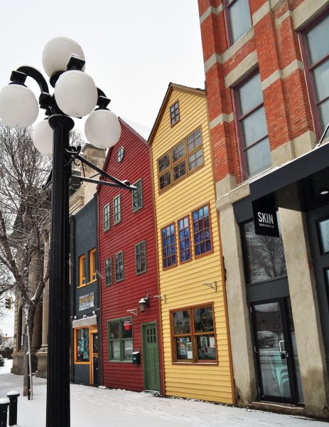 Colourful heritage buildings line the streets of downtown Brandon