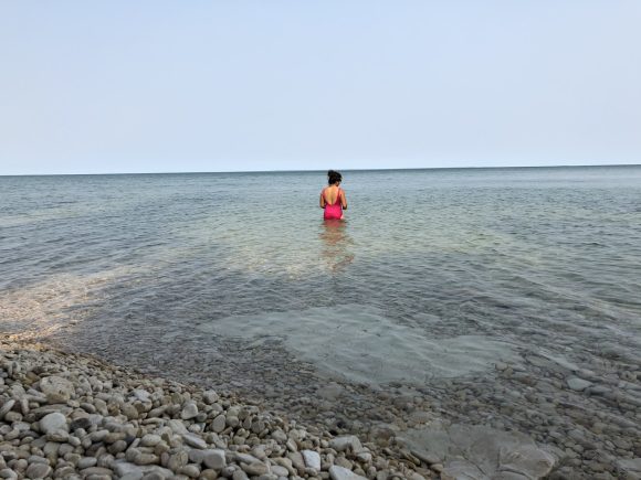 Girl in bathing suit in Clearwater Lake