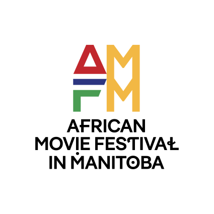 African Movie Festival in Manitoba logo with bold geometric letters in red, blue, green, and yellow above the festival name.