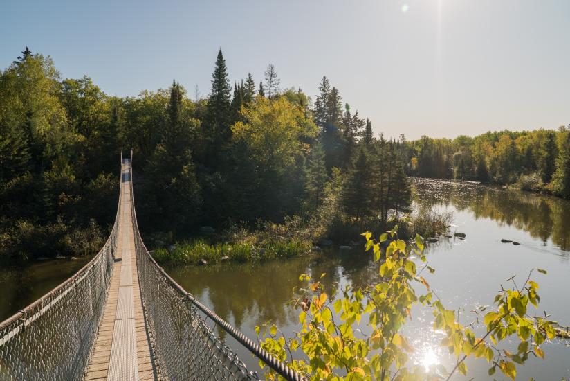 Pinawa suspension bridge above the Pinawa Channel