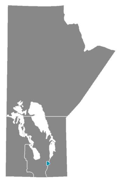 Map of Manitoba highlighting Winnipeg.